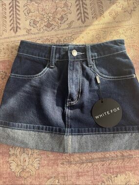 White Fox Boutique Dark Indigo Denim Mini Skirt NWT